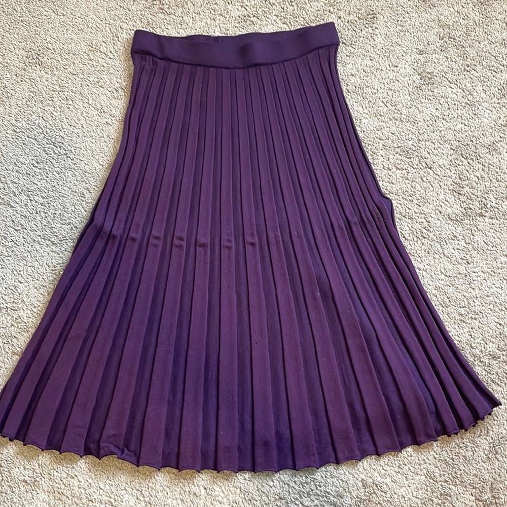 Plum Pleated Midi Skirt